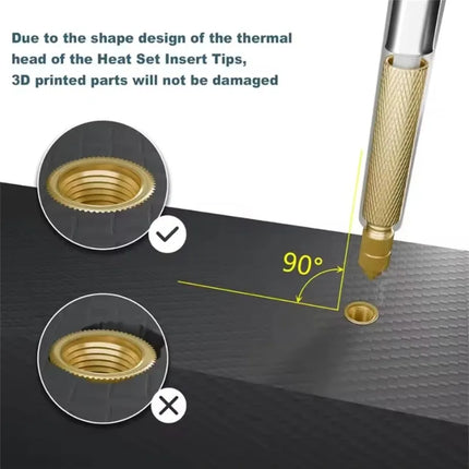 Heat Set Soldering Iron Tip Head Insert M2-M6 Hot Melt Brass Embedded Thread Nut Kit for Plastic Soldering