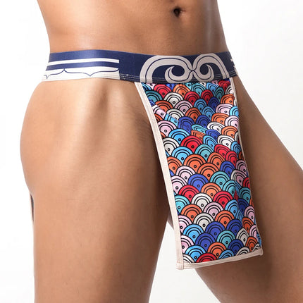 Japanese Sumo Two-piece Young Men's Sexy Low-rise Underwear Lingerie Print Kimono Underwear Thongs