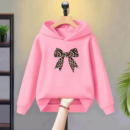 Children's leopard print butterfly festival hoodie, suitable for boys and girls aged 7-14, stylish and comfortable hoodie