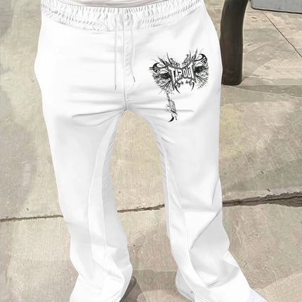 Men's Casual Street Style Sports Pants Fashion Cross Print Micro Horn Pattern Hot Selling Comfortable Fit Men's Streetwear