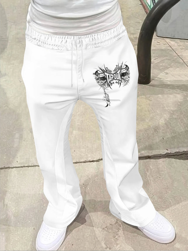 Men's Casual Street Style Sports Pants Fashion Cross Print Micro Horn Pattern Hot Selling Comfortable Fit Men's Streetwear