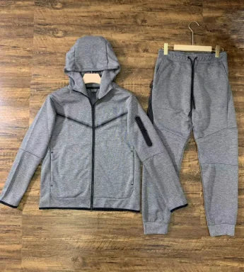Men Knit Zip Hoodie Pants Set Sports - Windproof Cotton Casual / Ensemble Homme Hoodie Zip Pantalon - Coupe-Vent Coton