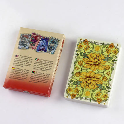 Romantic Lenormand Oracle Cards 10.2*7.2cm English Vision Art Nouveau Floral Motifs 37 Pcs Deck 4*2.8inch For Party, Board Games