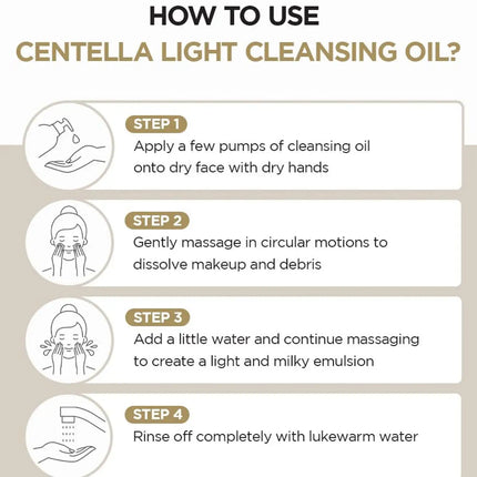 SKIN1004 Madagascar Centella Light Cleansing Oil 30ml*3,Lightweight Oil Texture,Non-Greasy & Refreshing,K-Beauty,Korean Makeup