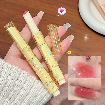 Spring Blossom Mirror Solid Lip Gloss Hydrating Mirror Water Gloss Lipstick Long-Lasting Moisturizing Non-Stick Cup Lip Cosmetic