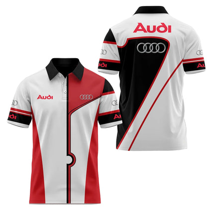 2026 3D Printed Audi Short-Sleeved Polo Shirt High-Quality Casual Sports Fashion T-Shirt Collar Fast Shipping