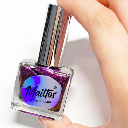 WA520 Purple12ml No-bake Cat's Eye Water-based Nail Polish, Oderless, With magnet, It dries quickly No need UV lamp, easy tear