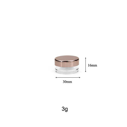 50pcs 3ml Makeup Jar Cosmetic Empty Container with Rose Gold Lid Plastic Small Bottle for Eyeshadow Cream Lip Balm Container