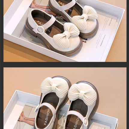 2025Autumn New Kids Leather Shoes Fashion Cute Girl Shoe Anti Slip Soft Comfor Kid Casual Shoes Exquisite Elegant Retro Princess