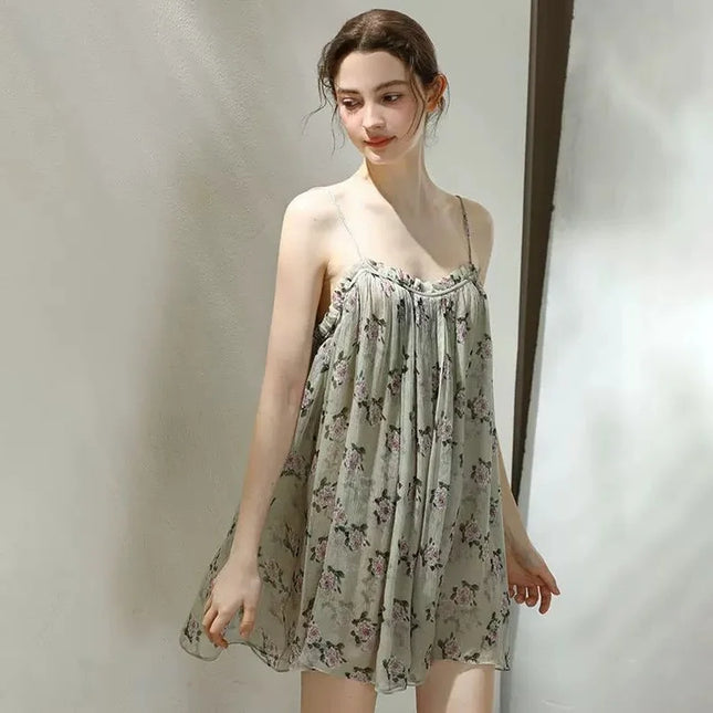 Plus Size Sexy See-through Fairy Atmosphere Strapless Sleep Dress Women's Summer Loose Pure Desire Backless Casual Home Wear