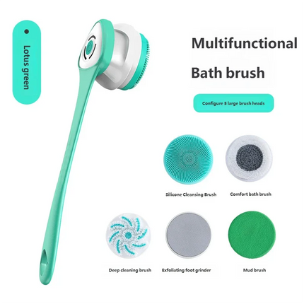 HOMEFISH Waterproof Electric Massage Shower Brush Multifunctional Long Handle Back Scrubbing Facial Washing Device for Bathroom