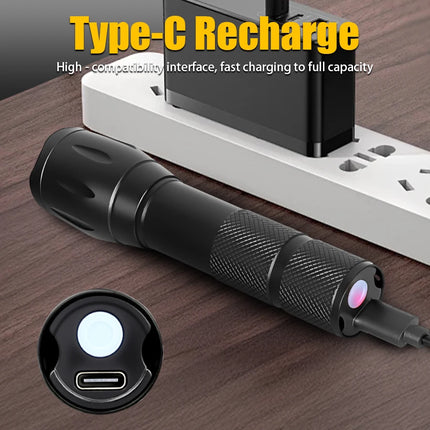 2 In 1 Ultraviolet Flashlight Purple White Dual Light Zoomable Torch Built in Battery Recharge Scorpion Hunting UV Flashlights