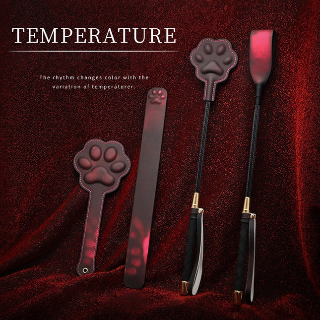 SP Tools Leather Temperature Color Changing 3D Cat Paw Spanking Adult Couple Play Toys Punishment Training Whip Spank Beat Toys