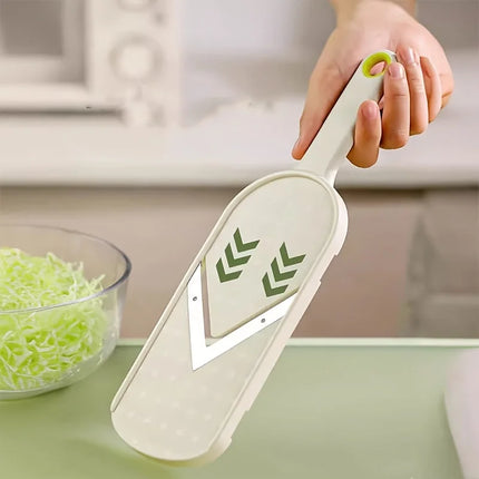 Multi Handheld Mandoline Slicer - Stainless Steel V Blade, with Cleaning Brush, Comfort Grip, Easy to Clean, for Kitchen, Vegeta