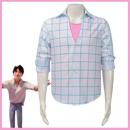 XQAnime Movies Saja Boys Jinu Cosplay Costume Boy Band Long Sleeves Grid Shirt Top Wig Adult Man Woman Daily Leisure Suit