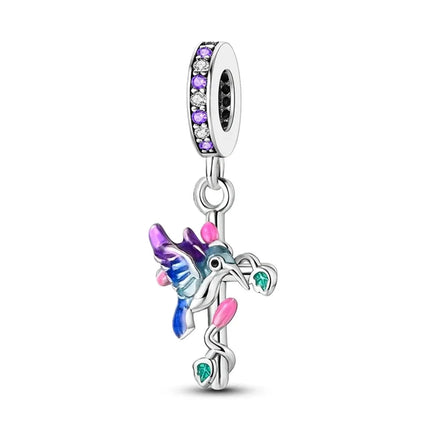 925 sterling silver wings Sister Cross pendant charms fit original 4mm Aperture bracelet charm beads necklace Diy female jewelry