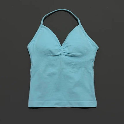 HISTELLO Impact Longline Strappy Top Sports Yoga Vest Women Fitness Tank Top Gym Beautiful Open Back Bra Running Workout Halter