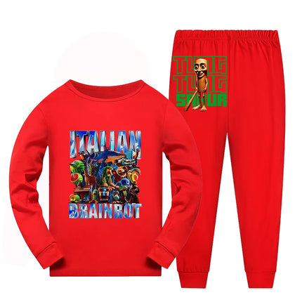 Italian Brainrot Bootleg Retro Meme Shark Tralalero Tralala Pajamas for Girls Clothes Baby Girl Clothes Outdoor Clothing Sets