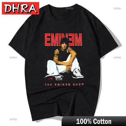 Summer Rapper Eminem Graphic Printed Tshirt Men Retro Cotton Hip-hop Fashion Casual T-shirt Women Cool Music Style Tops Clothing