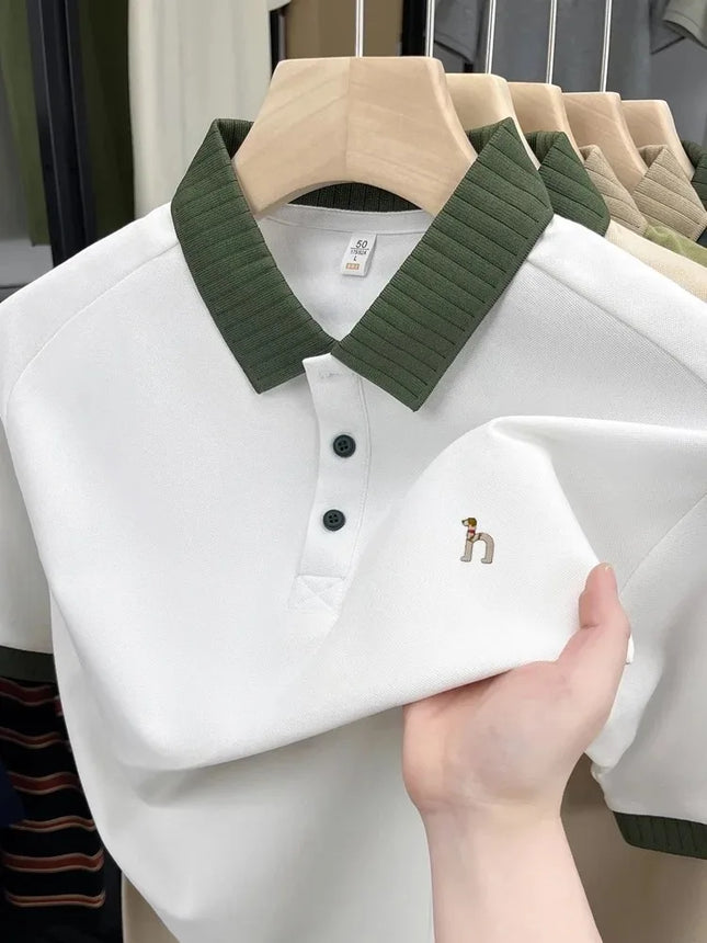 Luxury brand men's short sleeve polo shirt summer fashion hot selling original dog embroidery boutique top golf casual T-shirt