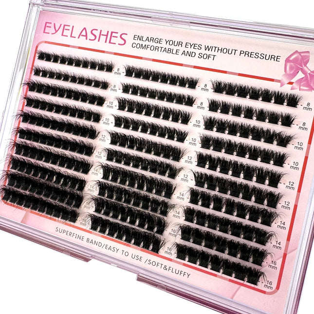 HBZGTLAD DIY Cluster Eyelash Extension 8-16mm Fluffy Thick Lash Clusters 60D80D100D Wispy Individual Eyelash Extension Cluster