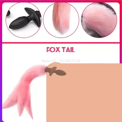 Real Fox Tail Anal Plug Vibrator Cosplay Remote Control Swing Butt Plug Female Masturbator Clitoris Stimulator Sex Toy for Woman