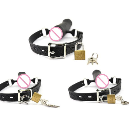 Double-Ended Dildo Deep Blowjob Sex Toy Gag Open Mouth Plug Leather Harness Lesbian Strapon Penis Butt Plug BDSM Erotic Bondage