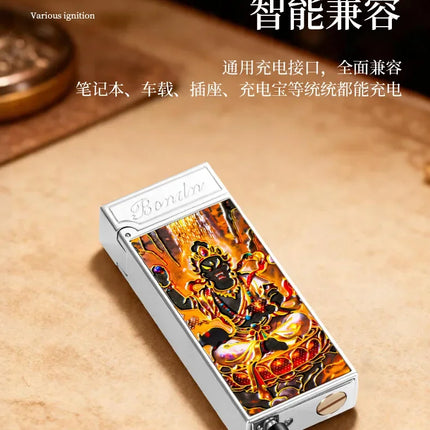 New Voice-controlled Embossed Alloy Kerosine Lighter,Intelligent Voice-controlled Ignition Open Flame Men's Personalized Lighter