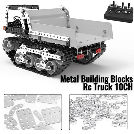 Metal Building Blocks Assembly Rc Truck 10ch Tracked Dump Truck Remote Control Trucks Screws Nuts Metal 3d Model For Boys