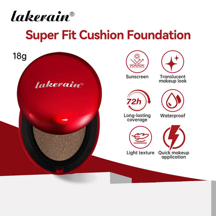 Lakerain Suncreen Cushion Foundation Waterproof Long-lasting Full Coverage Concealer Semi-matte Finish Natural Makeup Cosmetic