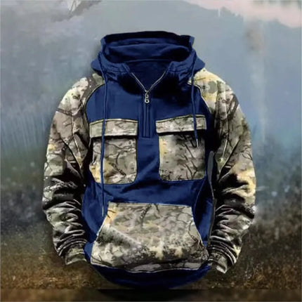 2025 New Men's Camouflage Tactical Workwear Casual Zipup  Pullover Autumn and Winter Outdoor Sports Men's Military Hooded Jacket