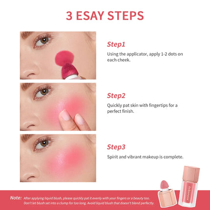6 Colour Matte Liquid Blush Easy to apply long lasting waterproof blush sponge brush head Eyes lips Makeup Blush Cosmetics