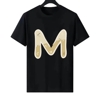 Letter Number Woman Black Summer Round Neck Parent-child Clothing Casual Tops Unisex Comfort Short Sleeves T-Shirt Men Blouses