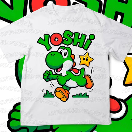Boys Girls Family Kids T-shirt Tops Summer Cartoon Yoshi Men's Women's Short Sleeve T-shirt Tops