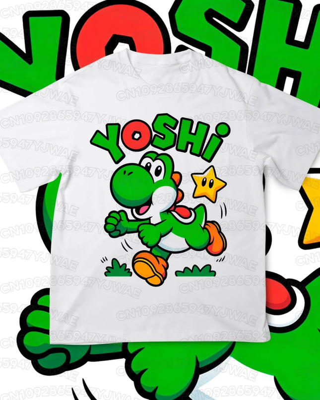 Boys Girls Family Kids T-shirt Tops Summer Cartoon Yoshi Men's Women's Short Sleeve T-shirt Tops