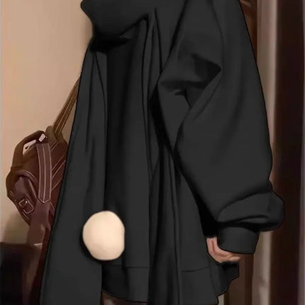 Y2K Style Fashion Rabbit Oversized Zip-up Hoodies 2025 Autumn Kawaii Bunny Big Extra Ears Hoodie Long Sleeve Hooded Sweatshirt