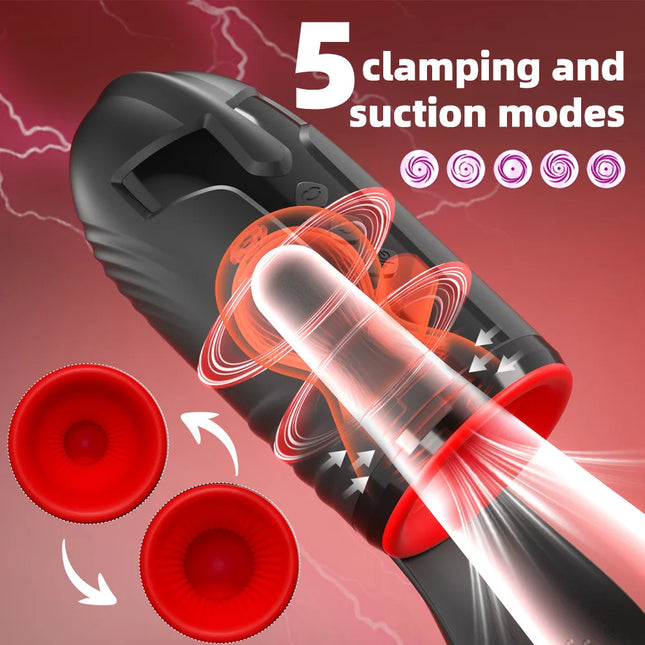 Male Masturbator Penis Training Vibrator Glans Massage Testicle Stimulator Delay Stamina Trainer Blowjob Machine Sex Toy for Men