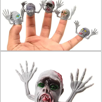 12pc Horror Story Ghost Head Finger Cover Mini Ghost Zombie Telling Story Puppets Hand Toys Halloween Interactive Party Kid Gift