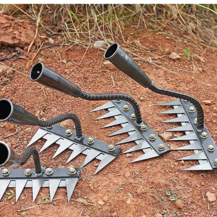 5/6/7/8 Teeth Garden Hoe Weeding Rake Tool Labor-saving Weeding Loosening Soil Artifact Harrow Handheld Carbon Steel Weeder Rake