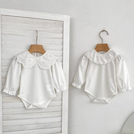 Newborn Romper Clothes Baby Flower Petal Collar Long Sleeve Cotton Bottoming Shirt Tops Spring Autumn Toddler Bodysuits Jumpsuit