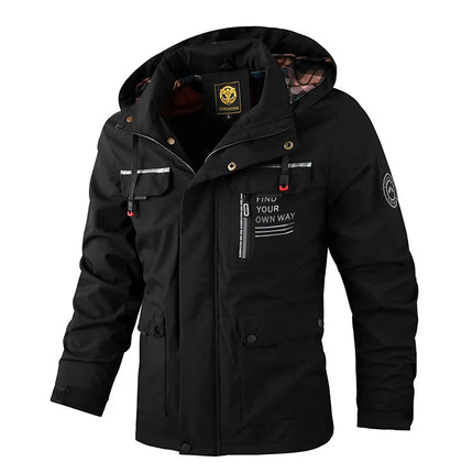 2024 New Text Decoration Pattern Men's casual jacket Parka autumn and winter hooded jacket men's coat solid outdoor fashion ﻿