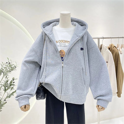 Fashion Autumn Solid Hoodie Sweatshirt Women Tops Casual Zip Up Y2k Solid Hoodie Streetwear Girl Thin Hooded Jacket Female