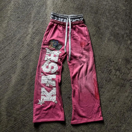 High Street Trendy Pants High Street Ins Trendy Brand Men's and Women's Loose Straight Tube Embroidered Printed Casual Pants