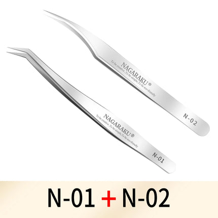 NAGARAKU Makeup Eyelashes 2pcs set N-01 N-02  Eyelashes Tweezers NH-12 NH-15  Accurate Lashes ST-12 ST-15  Pincet Stainless