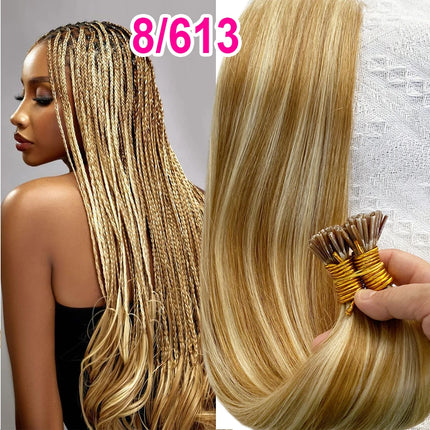 I Tip Hair Extension Straight Human Hair Extension 0.8g/ 1g/Strand 50pc/Set Capsule Keratin Natural Fusion Human Hair Extension