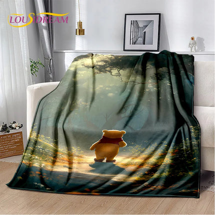 Cute Winnie Pooh Bear Cartoon Soft Flannel Blanket for Bed Bedroom Sofa Picnic,Throw Blanket for Outdoors Leisure Gift Kid Cover