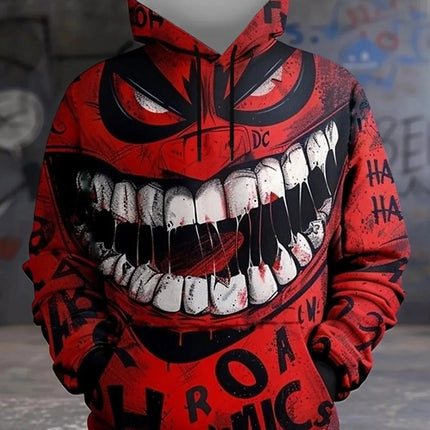 Men's expression Hoodies Sweatshirt Fashion Long Sleeve Crew Neck 3D Print Party Holiday Streetwear White Drawstring Fall Hoodie