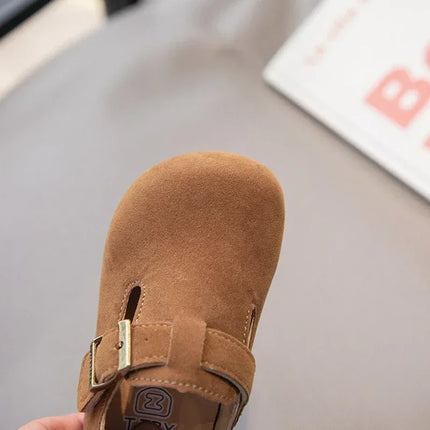 Boys Girls Flat Shoes Retro Non-slip Sweet Kids Moccasins Soft Sole 2024 New Fashion Children Leather Shoes Hook&loop Elegant