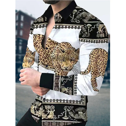 2024 Men's  Long Sleeve Shirt Casual All-match Fashion Street Men's Shirt Lapel Single-breasted Long Sleeve Top Men's Clothing