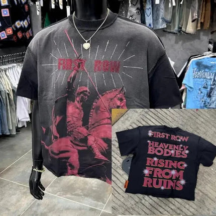 2026 New Style Cotton T-Shirt Short Sleeve Full-Printed Digital Print Men Women Couple Street Hip Hop Hooded Top